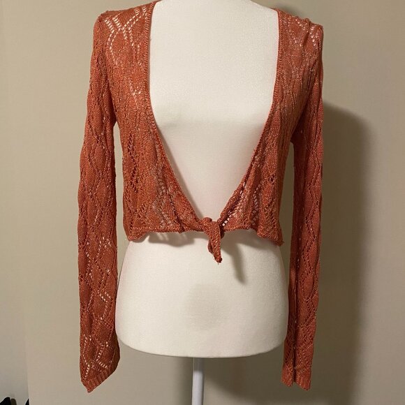 VINTAGE Worthington Shimmer Tie Front Cardigan - Picture 3 of 10